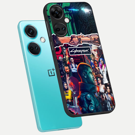  CYBERPUNK Legacy phone case For Oneplus Nord CE3 showing premium glass back cover with detailed artwork