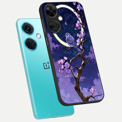  Celestial Bird Blossom phone case For Oneplus Nord CE3 showing premium glass back cover with detailed artwork