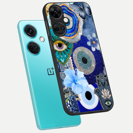  Celestial Blue Vision phone case For Oneplus Nord CE3 showing premium glass back cover with detailed artwork