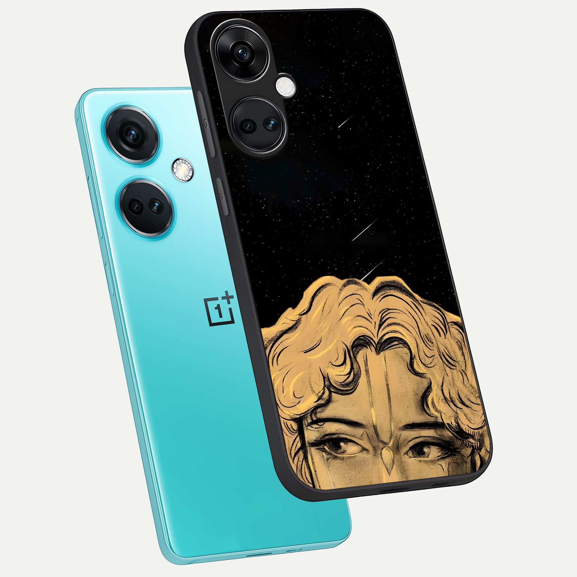  Celestial Gods Plan phone case For Oneplus Nord CE3 showing premium glass back cover with detailed artwork