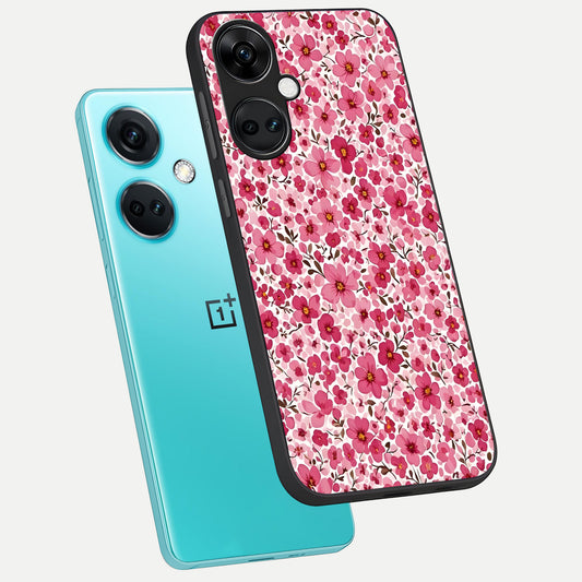  Cherry Blossom Charm phone case For Oneplus Nord CE3 showing premium glass back cover with detailed artwork