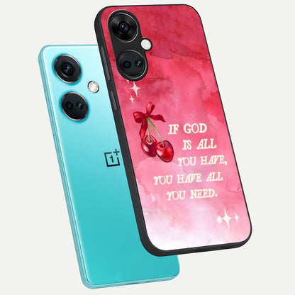  Cherry Quote phone case For Oneplus Nord CE3 showing premium glass back cover with detailed artwork