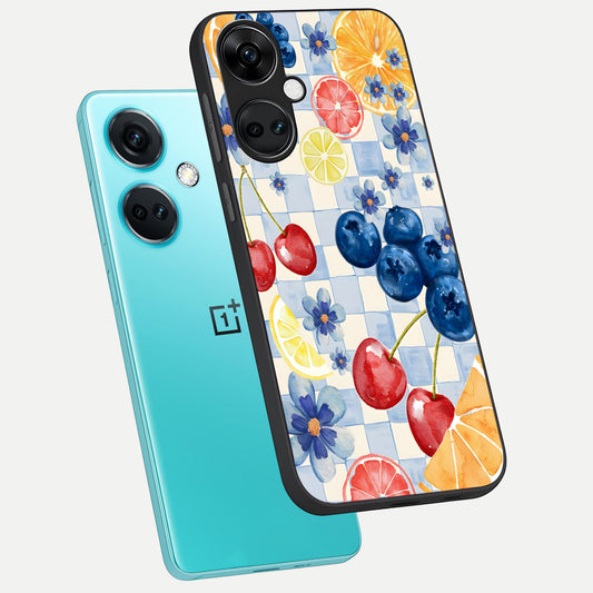  Citrus Bloom Joy phone case For Oneplus Nord CE3 showing premium glass back cover with detailed artwork