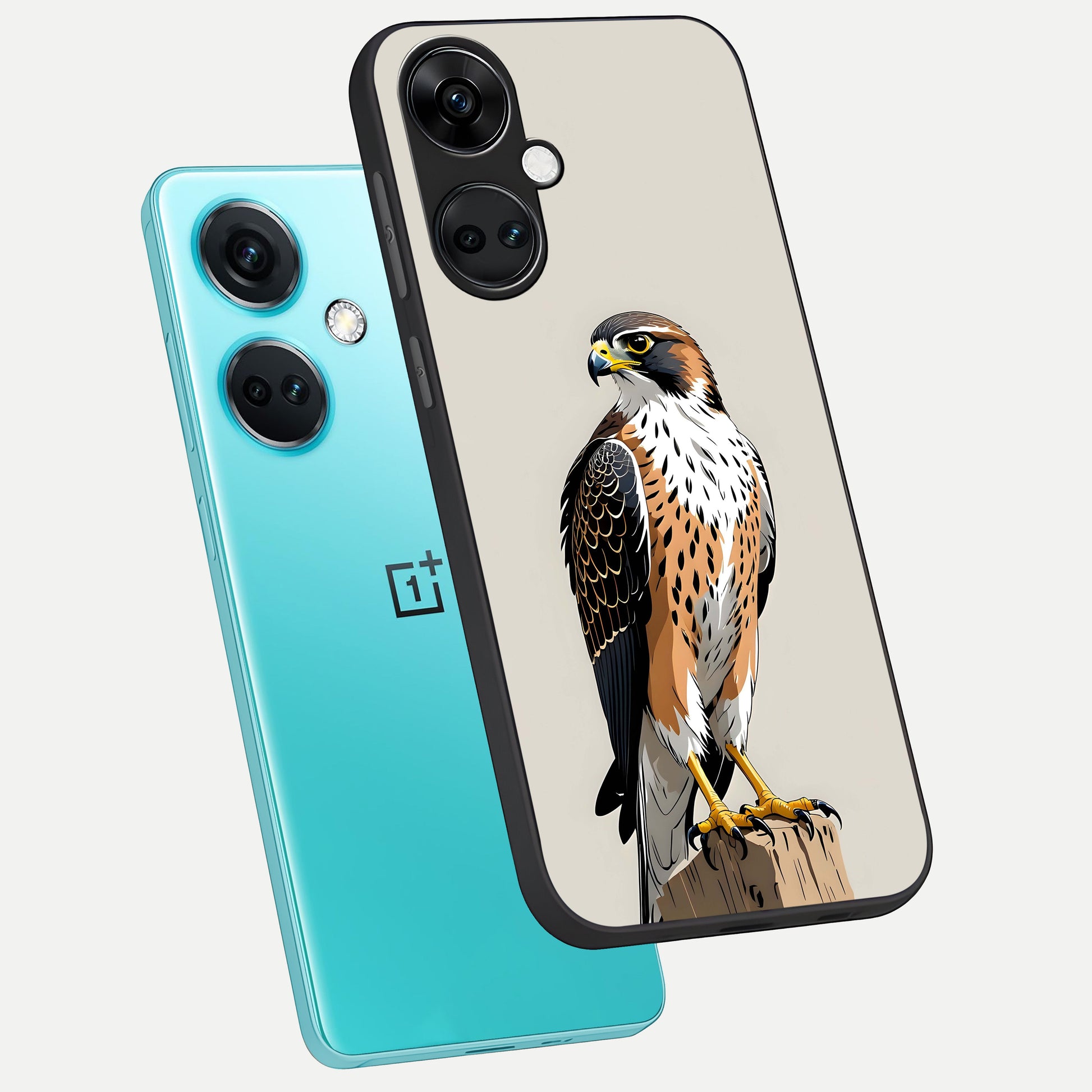 Clever Eagle phone case For Oneplus Nord CE3 showing premium glass back cover with detailed artwork