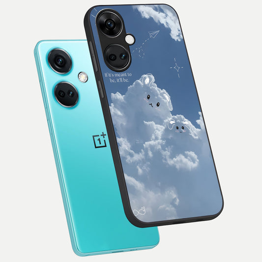  Cloud Bunny Dreams phone case For Oneplus Nord CE3 showing premium glass back cover with detailed artwork
