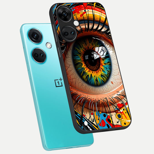  Colorful Eye phone case For Oneplus Nord CE3 showing premium glass back cover with detailed artwork