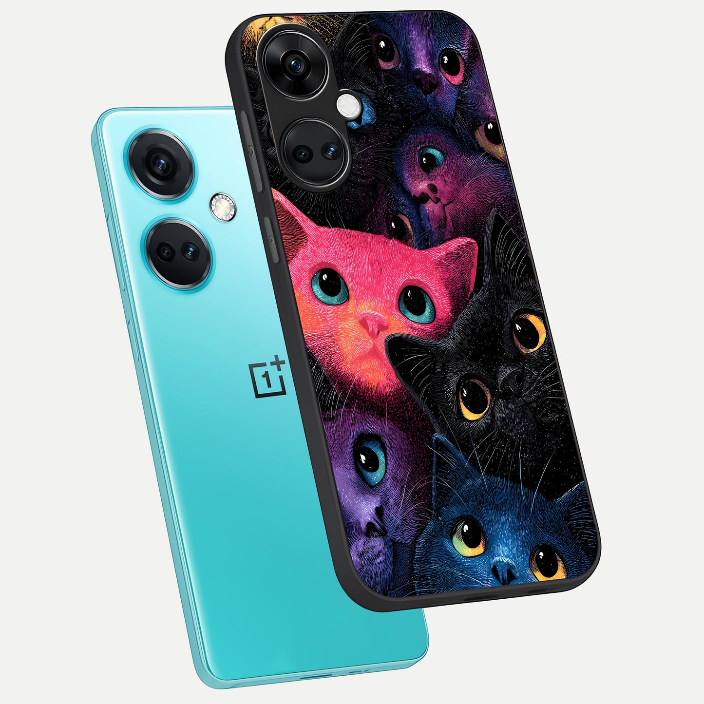  Cosmic Cats Dreams phone case For Oneplus Nord CE3 showing premium glass back cover with detailed artwork