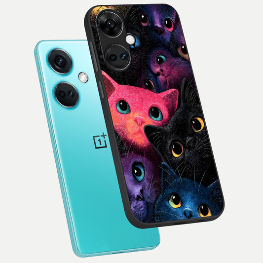  Cosmic Cats Dreams phone case For Oneplus Nord CE3 showing premium glass back cover with detailed artwork