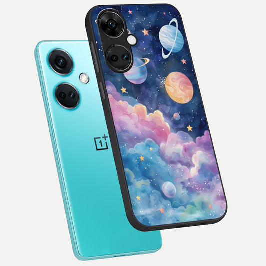  Cosmic Planet Dreams phone case For Oneplus Nord CE3 showing premium glass back cover with detailed artwork