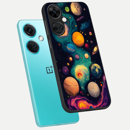  Cosmic Planet Journey phone case For Oneplus Nord CE3 showing premium glass back cover with detailed artwork