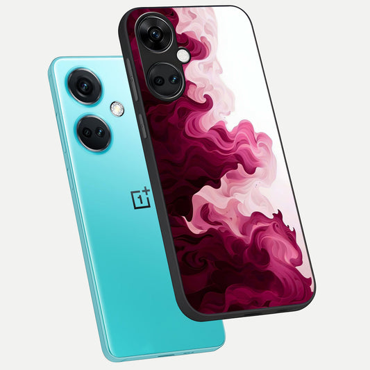  Crimson Wave Flow phone case For Oneplus Nord CE3 showing premium glass back cover with detailed artwork