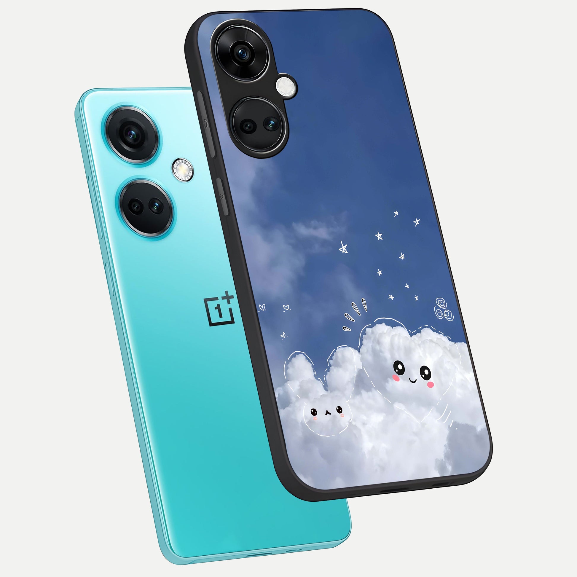  Cute Blossom Cloud phone case For Oneplus Nord CE3 showing premium glass back cover with detailed artwork