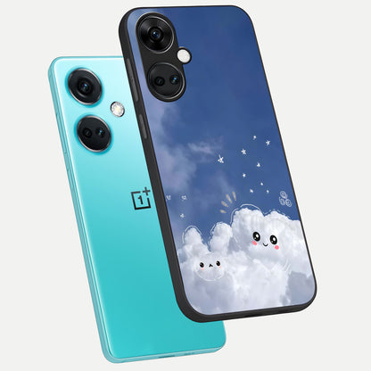  Cute Blossom Cloud phone case For Oneplus Nord CE3 showing premium glass back cover with detailed artwork