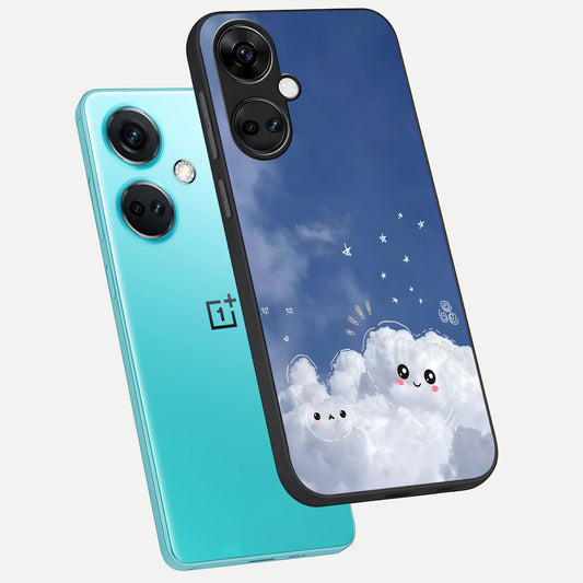  Cute Blossom Cloud phone case For Oneplus Nord CE3 showing premium glass back cover with detailed artwork