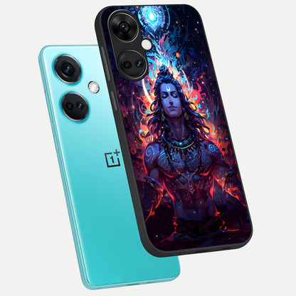  Divine Fire Shiv phone case For Oneplus Nord CE3 showing premium glass back cover with detailed artwork