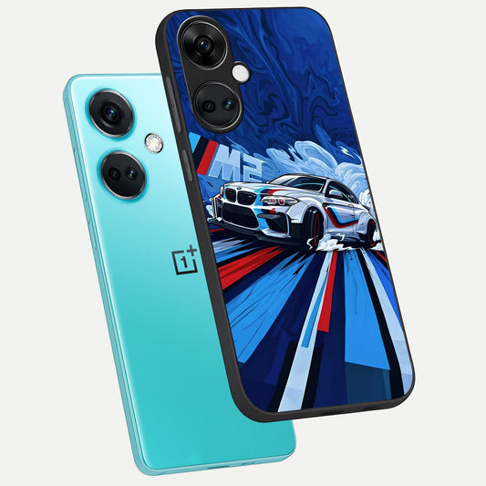  Drift Power Rush phone case For Oneplus Nord CE3 showing premium glass back cover with detailed artwork