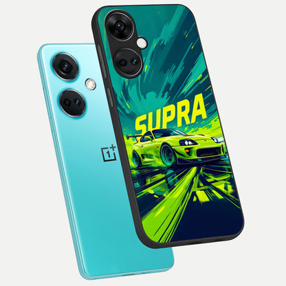  Electric Supra Thunder phone case For Oneplus Nord CE3 showing premium glass back cover with detailed artwork