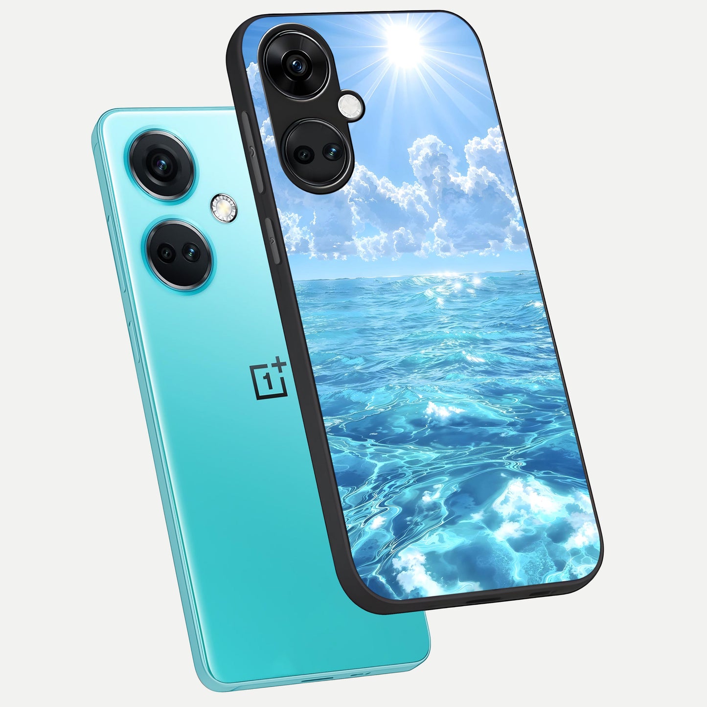  Endless Ocean Horizon phone case For Oneplus Nord CE3 showing premium glass back cover with detailed artwork