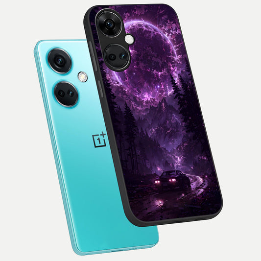  Eternal Cosmic Drive phone case For Oneplus Nord CE3 showing premium glass back cover with detailed artwork
