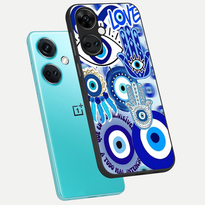  Evil Eyes Dream phone case For Oneplus Nord CE3 showing premium glass back cover with detailed artwork