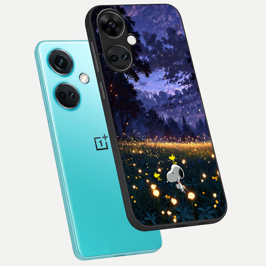  Firefly Meadow Magic phone case For Oneplus Nord CE3 showing premium glass back cover with detailed artwork