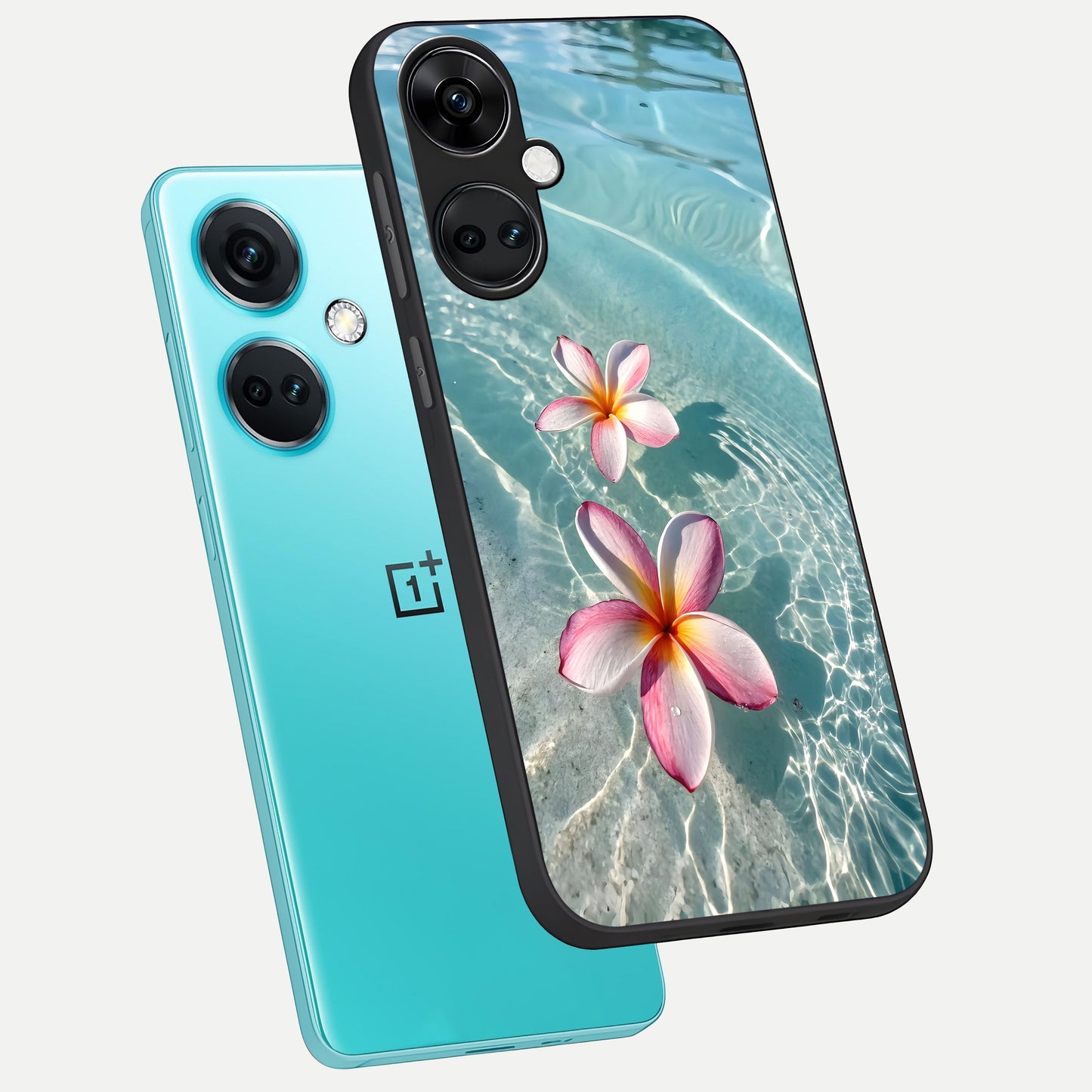  Floating Bloom Bliss phone case For Oneplus Nord CE3 showing premium glass back cover with detailed artwork