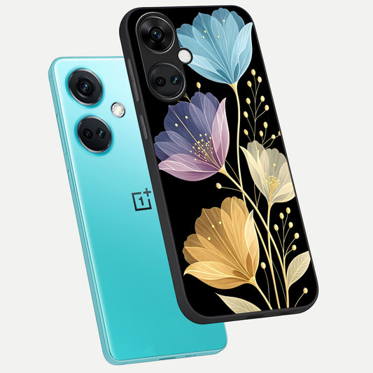  Flower Bloom Glow phone case For Oneplus Nord CE3 showing premium glass back cover with detailed artwork