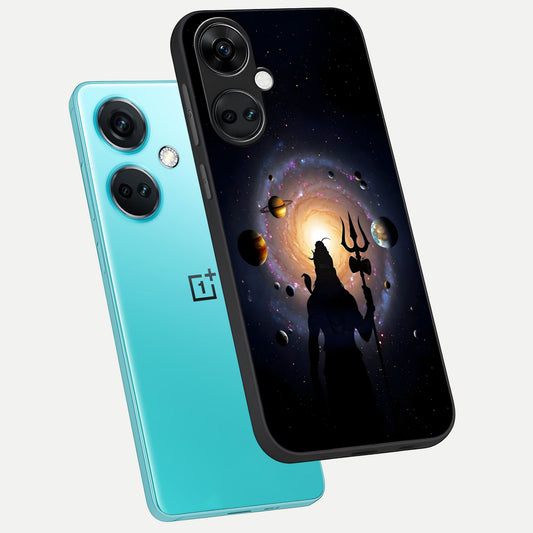  Galactic Shiva Vision phone case For Oneplus Nord CE3 showing premium glass back cover with detailed artwork