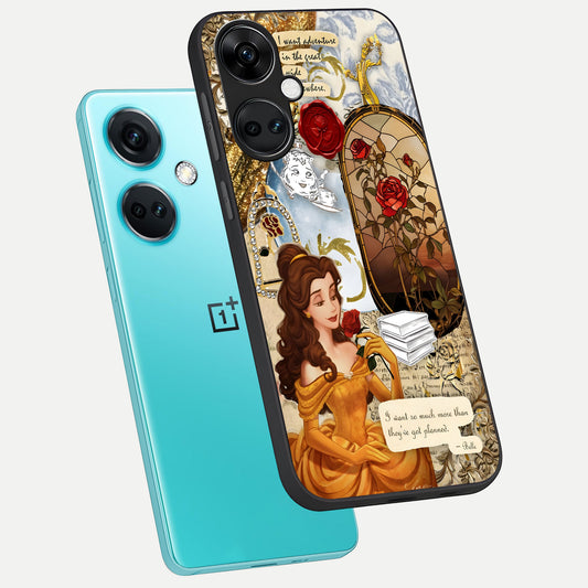  Golden Dream Belle phone case For Oneplus Nord CE3 showing premium glass back cover with detailed artwork