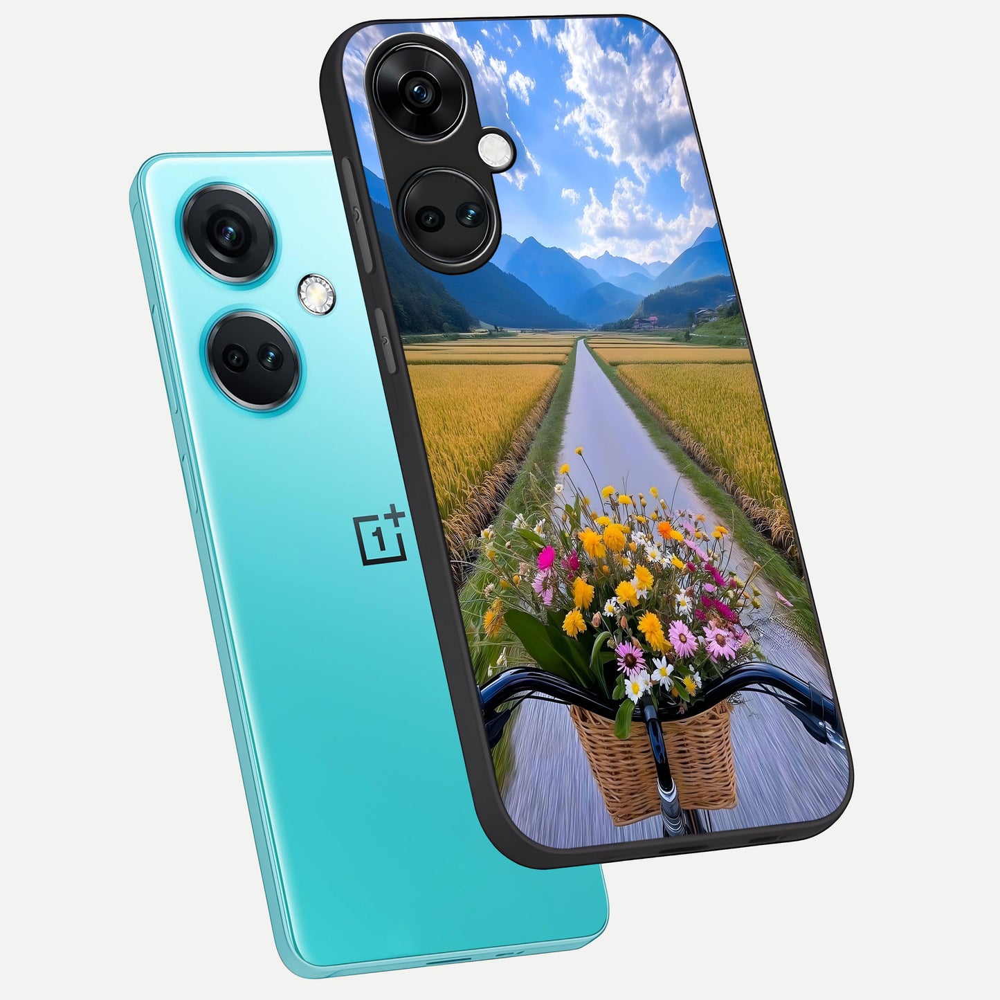  Golden Field Journey phone case For Oneplus Nord CE3 showing premium glass back cover with detailed artwork