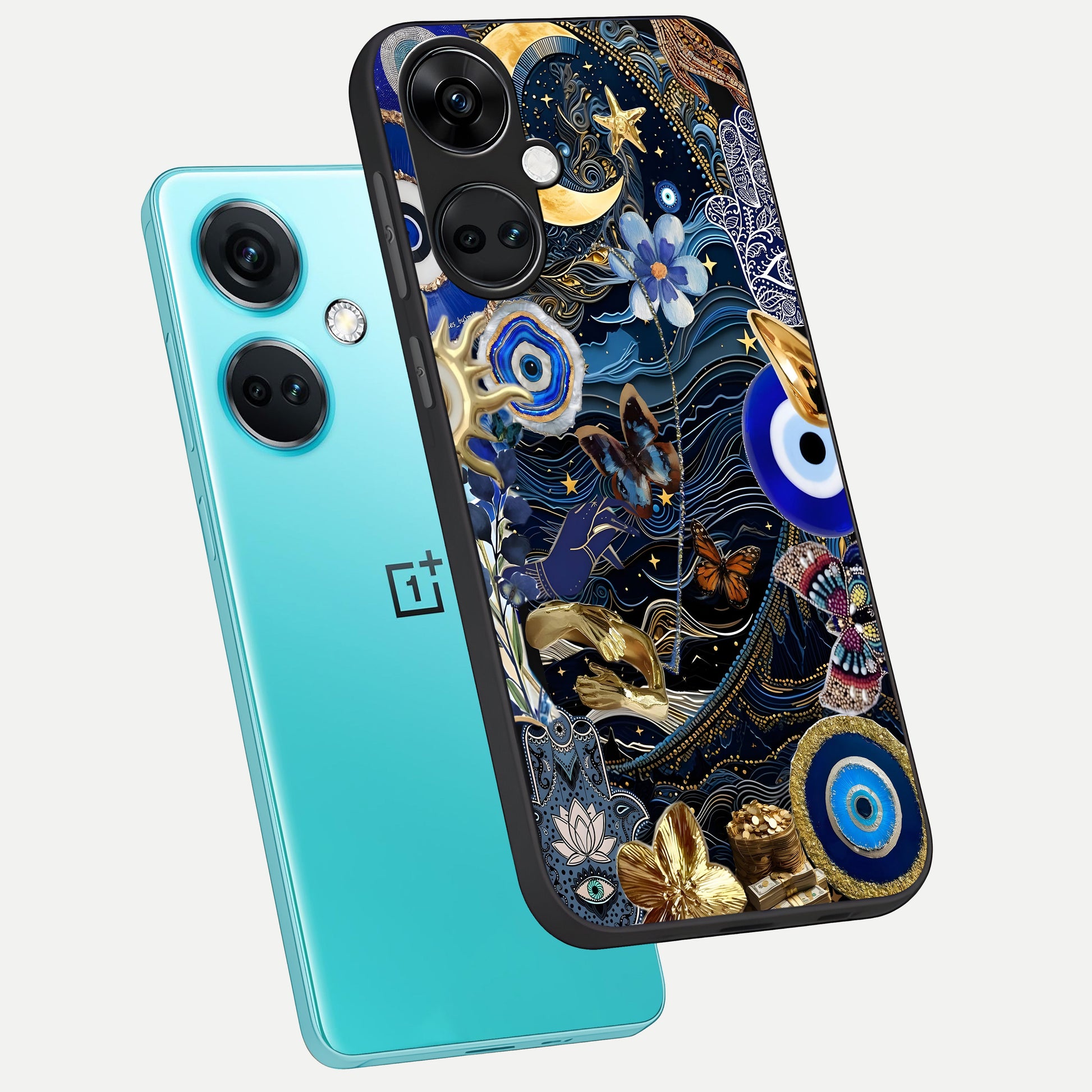  Golden Moon Magic phone case For Oneplus Nord CE3 showing premium glass back cover with detailed artwork