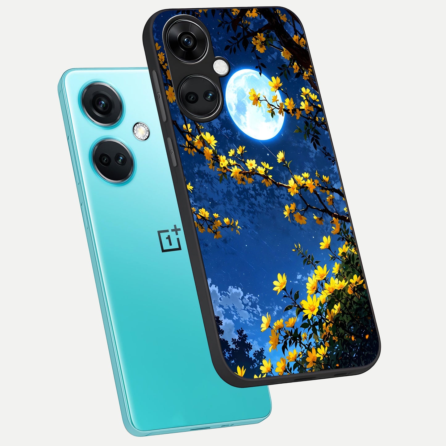  Golden Night Glow phone case For Oneplus Nord CE3 showing premium glass back cover with detailed artwork