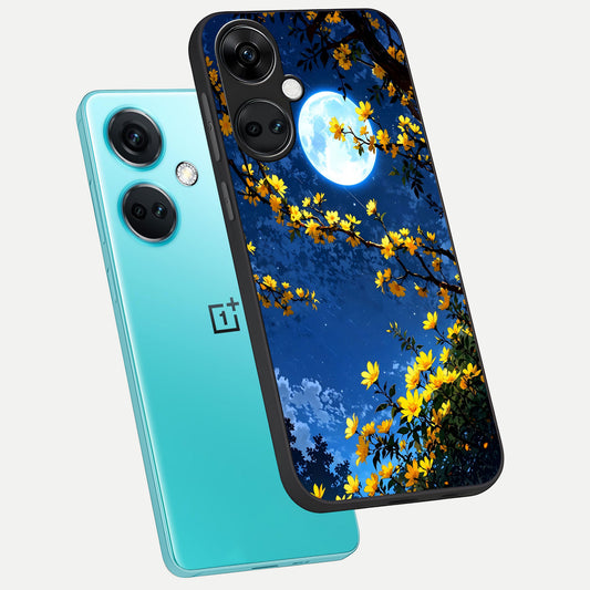  Golden Night Glow phone case For Oneplus Nord CE3 showing premium glass back cover with detailed artwork