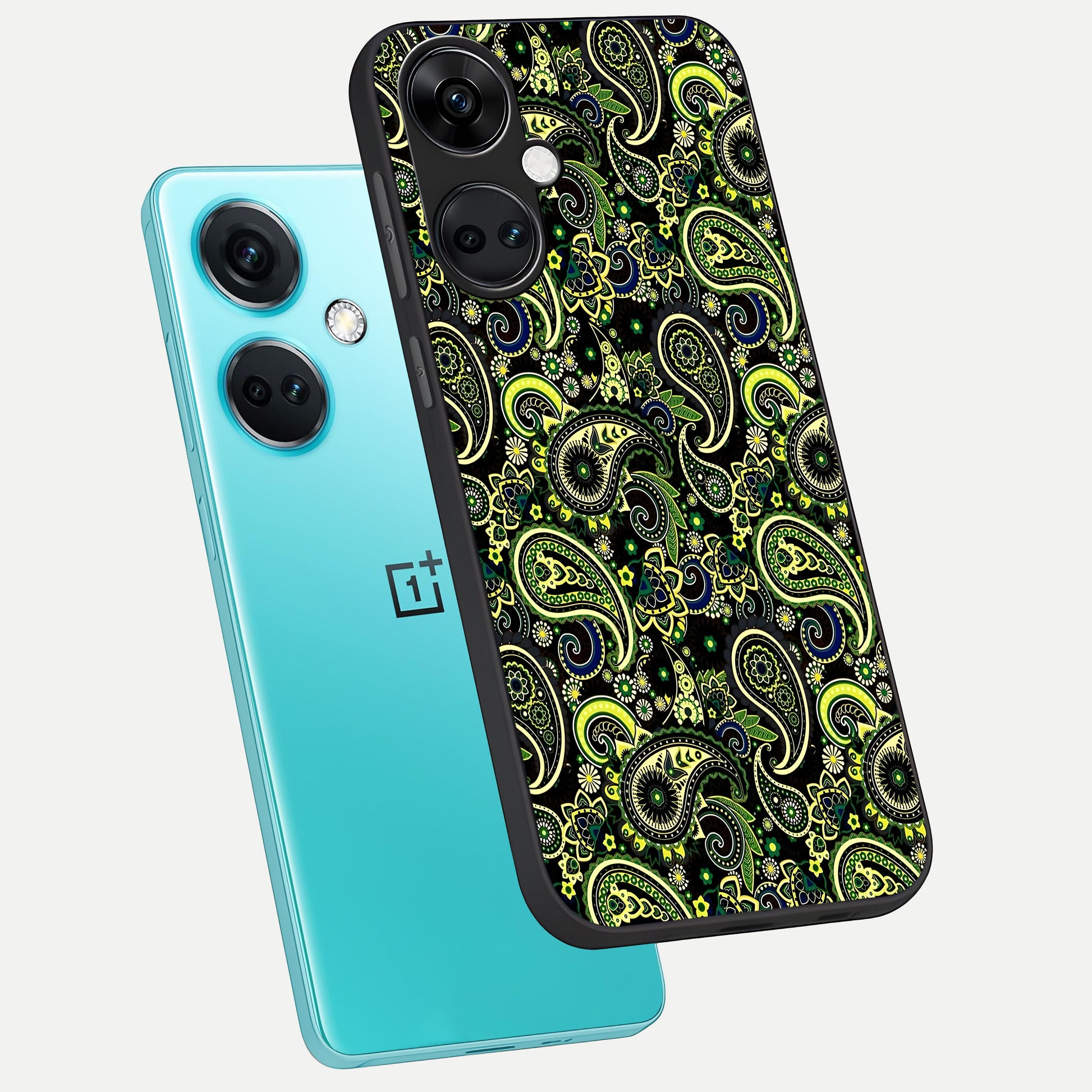  Green Lemon phone case For Oneplus Nord CE3 showing premium glass back cover with detailed artwork