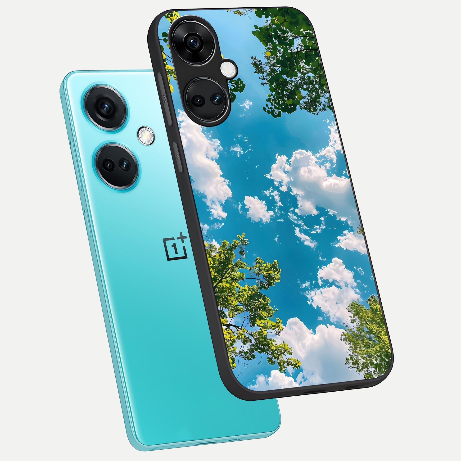  Green Moon Energy phone case For Oneplus Nord CE3 showing premium glass back cover with detailed artwork