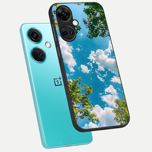  Green Moon Energy phone case For Oneplus Nord CE3 showing premium glass back cover with detailed artwork
