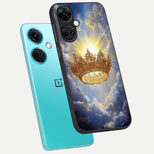 Heavenly Crown Light phone case For Oneplus Nord CE3 showing premium glass back cover with detailed artwork