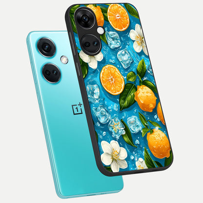  Ice Cube With Orange phone case For Oneplus Nord CE3 showing premium glass back cover with detailed artwork