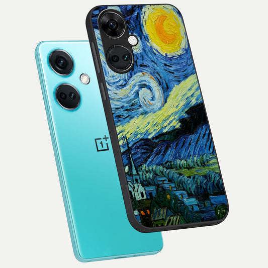  Inspired Van Gogh Art phone case For Oneplus Nord CE3 showing premium glass back cover with detailed artwork