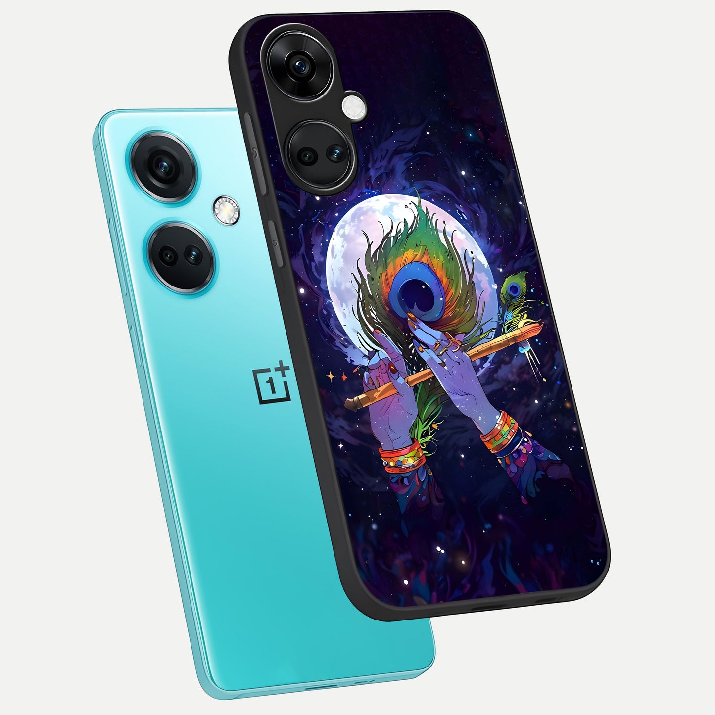  Krishna Hands Art phone case For Oneplus Nord CE3 showing premium glass back cover with detailed artwork