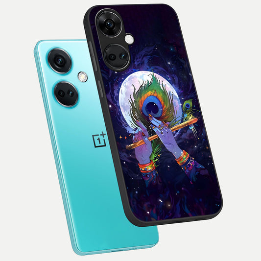  Krishna Hands Art phone case For Oneplus Nord CE3 showing premium glass back cover with detailed artwork