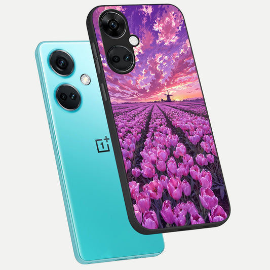  Lavender Dream Skies phone case For Oneplus Nord CE3 showing premium glass back cover with detailed artwork
