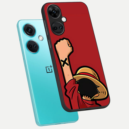  Luffy X Spirit phone case For Oneplus Nord CE3 showing premium glass back cover with detailed artwork