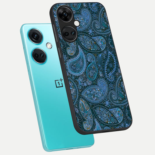  Midnight Paisley Glow phone case For Oneplus Nord CE3 showing premium glass back cover with detailed artwork