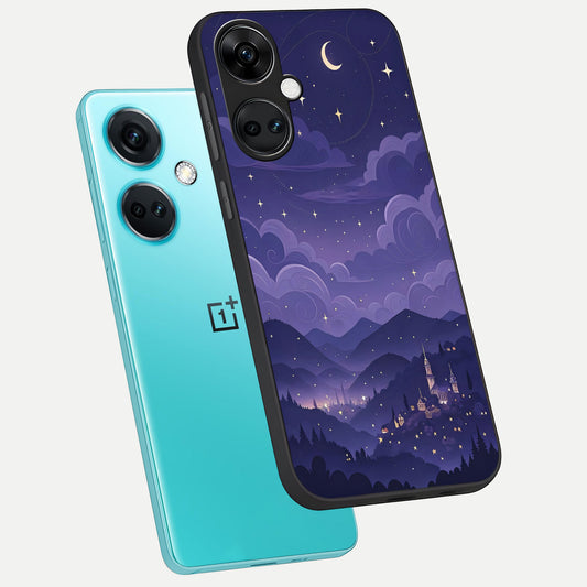  Minimal Night View phone case For Oneplus Nord CE3 showing premium glass back cover with detailed artwork