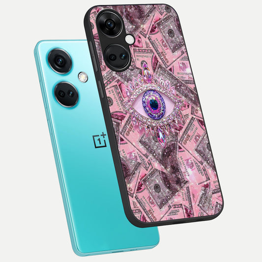  Money Eye Luxe phone case For Oneplus Nord CE3 showing premium glass back cover with detailed artwork