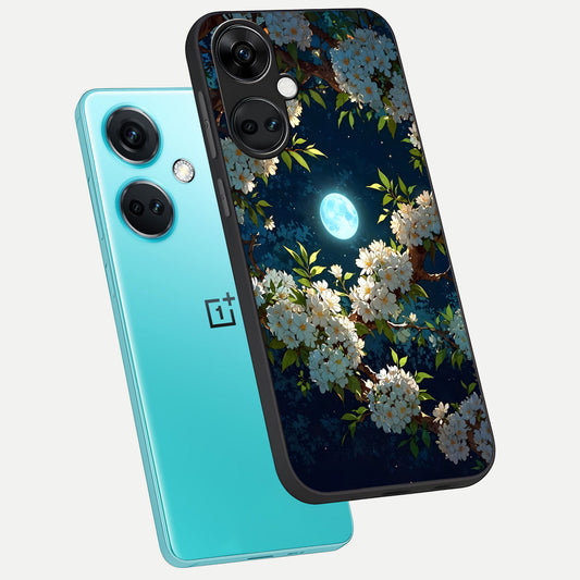  Moonlit Blossom Dream phone case For Oneplus Nord CE3 showing premium glass back cover with detailed artwork