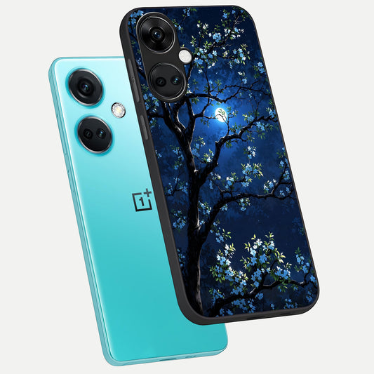  Mystic Floral Night phone case For Oneplus Nord CE3 showing premium glass back cover with detailed artwork