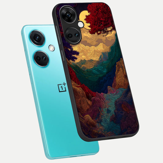  Mystic Valley Light phone case For Oneplus Nord CE3 showing premium glass back cover with detailed artwork