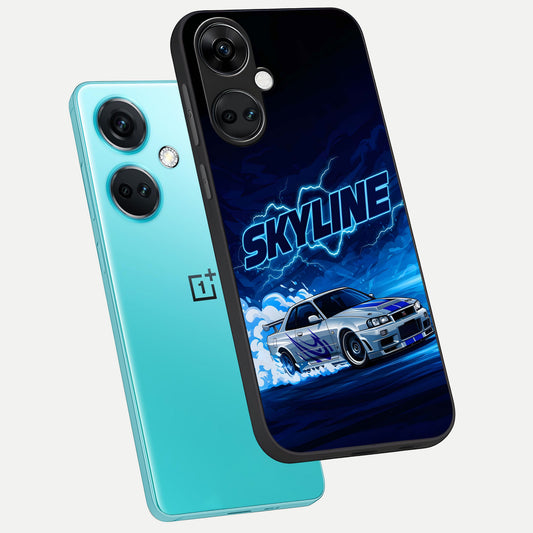  Neon Drift Beast phone case For Oneplus Nord CE3 showing premium glass back cover with detailed artwork